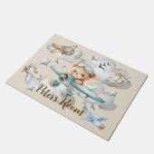 名前をカスタムするパイロットテディベア ドアマット (アングル)