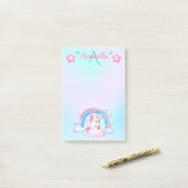 名前をカスタムするパステルウォーターカラースターズアンドユニコーン ポストイット (デスク上)