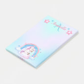 名前をカスタムするパステルウォーターカラースターズアンドユニコーン ポストイット (アングル)