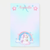 名前をカスタムするパステルウォーターカラースターズアンドユニコーン ポストイット (正面)