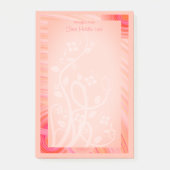 名前をカスタムするパステルオレンジピンクホワイトスパイラルつる植物 ポストイット (正面)