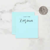 名前をカスタムするパステルブルーカリグラフィー ノートカード (正面/裏面インサイチュ)