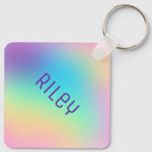 名前をカスタムするパステルレインボグラディエントキーチェーン キーホルダー (裏面)