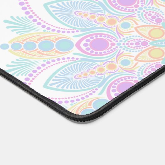 名前をカスタムするパステルレインボーフローラサンデマンダラ デスクマット (コーナー)