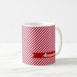 名前をカスタムするパストライプターンクリスマスギフトマグ コーヒーマグカップ