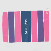 名前をカスタムするパターストライプンゴルフタオル ゴルフタオル (横)