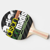 名前をカスタムするパターンの黒とグレーのストライプ 卓球ラケット (横)