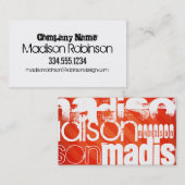 名前をカスタムするパターンオンネオンオレンジストライプ色 名刺 (正面/裏面)