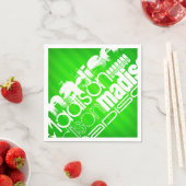 名前をカスタムするパターンオンネオングリーンストライプズ スタンダードカクテルナプキン (インサイチュ)