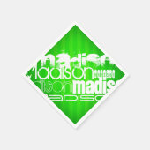 名前をカスタムするパターンオンネオングリーンストライプズ スタンダードカクテルナプキン (角)