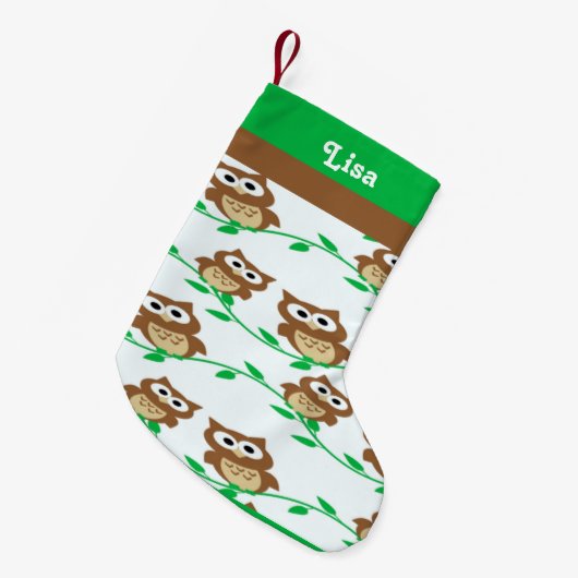 名前をカスタムするパターン（の模様が）ある スモールクリスマスストッキング (正面 (吊り時))