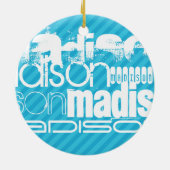 名前をカスタムするパターン；スカイブルーストライプ セラミックオーナメント (裏面)