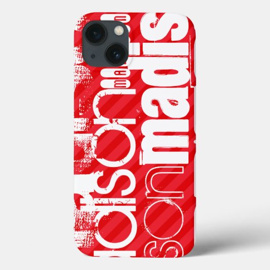 名前をカスタムするパターン(赤い対角線ストライプ) Case-Mate iPhoneケース (裏面)