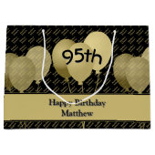 名前をカスタムするパターン – 金ゴールド/黒バルーン ラージペーパーバッグ (正面)