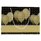 名前をカスタムするパターン – 金ゴールド/黒バルーン ラージペーパーバッグ (裏面)