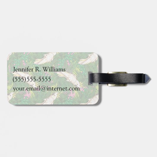 名前をカスタムするパロットパターンとパーム葉 ラゲッジタグ (裏面横)