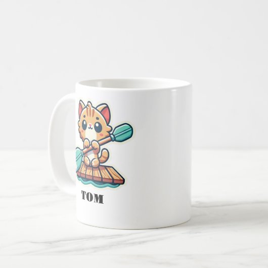 名前をカスタムするパーソナライズされたと可愛い猫 コーヒーマグカップ (正面左)