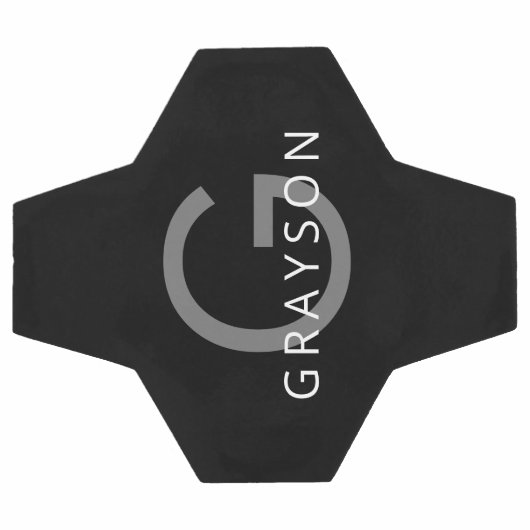 名前をカスタムするパーソナライズされたイニシャルブラックグレー サッカーボール (フラット)