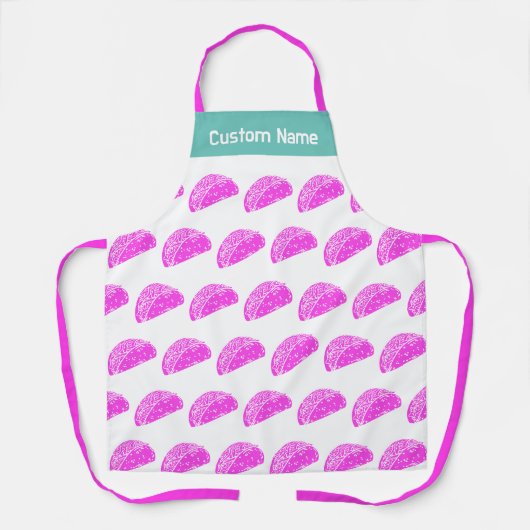 名前をカスタムするパーソナライズされたエプロンおもしろいピンクタコ エプロン (正面)