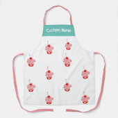名前をカスタムするパーソナライズされたエプロン、ピンクカップケーキ エプロン (正面)