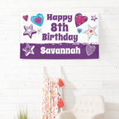 名前をカスタムするパーソナライズされたガールズハッピーバースデー 横断幕 (インサイチュ)