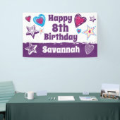 名前をカスタムするパーソナライズされたガールズハッピーバースデー 横断幕 (トレードショー)