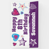 名前をカスタムするパーソナライズされたガールズハッピーバースデー 横断幕 (縦)