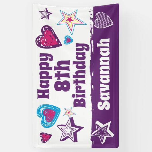 名前をカスタムするパーソナライズされたガールズハッピーバースデー 横断幕 (縦)