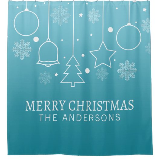 名前をカスタムするパーソナライズされたクリスマスシャワーカーテン シャワーカーテン (正面)