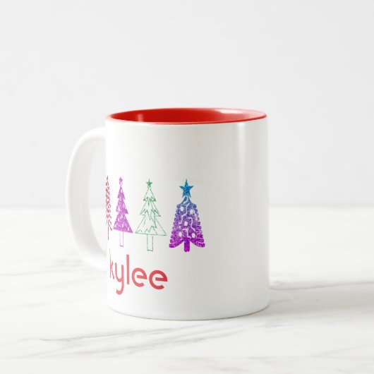 名前をカスタムするパーソナライズされたクリスマスマグギフト ツートーンマグカップ (正面左)