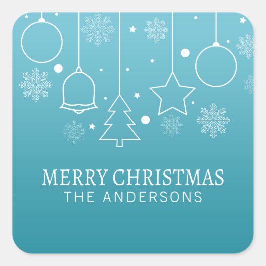 名前をカスタムするパーソナライズされたクリスマス |シール スクエアシール (正面)