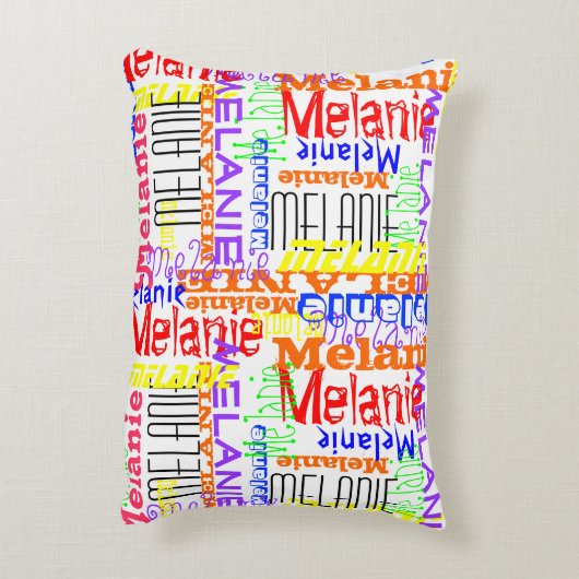 名前をカスタムするパーソナライズされたコラージュカラフル アクセントクッション (裏面(縦))