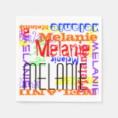 名前をカスタムするパーソナライズされたコラージュカラフル スタンダードカクテルナプキン (正面)