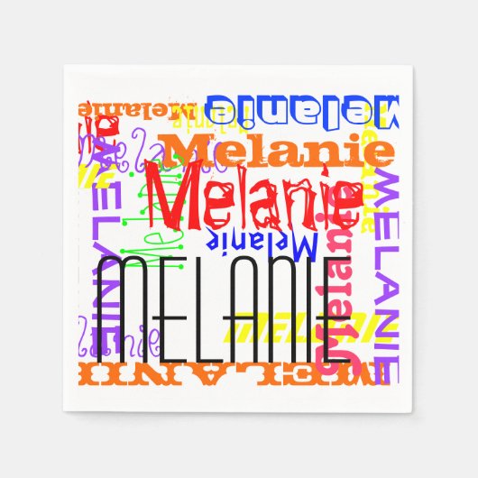 名前をカスタムするパーソナライズされたコラージュカラフル スタンダードカクテルナプキン (正面)