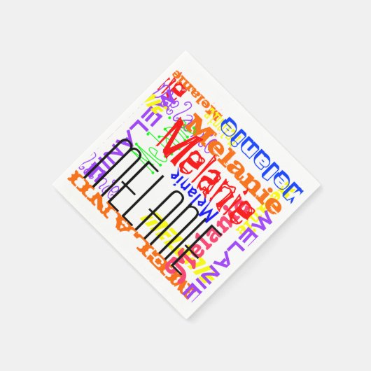 名前をカスタムするパーソナライズされたコラージュカラフル スタンダードカクテルナプキン (角)