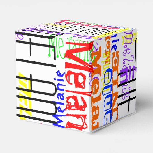 名前をカスタムするパーソナライズされたコラージュカラフル フェイバーボックス (裏面サイド)