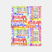 名前をカスタムするパーソナライズされたコラージュカラフル フリースブランケット (正面)