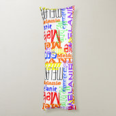 名前をカスタムするパーソナライズされたコラージュカラフル ボディピロー (裏面 (縦))