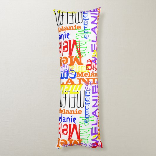 名前をカスタムするパーソナライズされたコラージュカラフル ボディピロー (裏面 (縦))