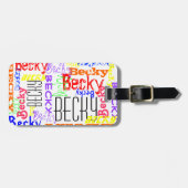 名前をカスタムするパーソナライズされたコラージュカラフル ラゲッジタグ (正面横)