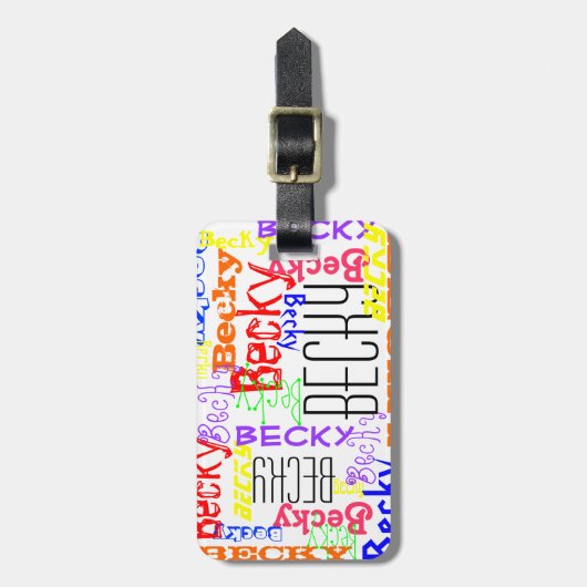 名前をカスタムするパーソナライズされたコラージュカラフル ラゲッジタグ (正面縦)