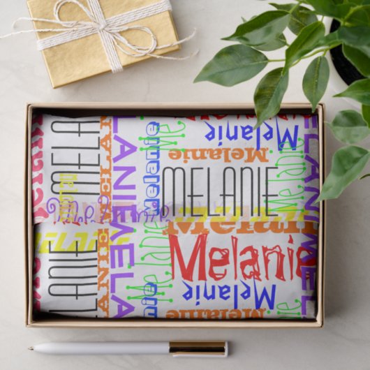 名前をカスタムするパーソナライズされたコラージュカラフル 薄葉紙 (ギフト)
