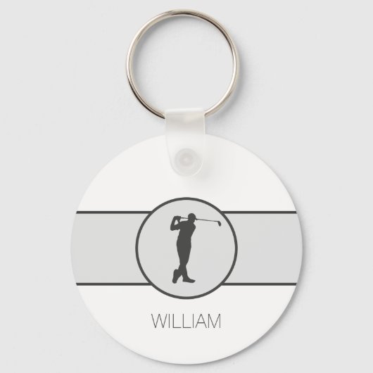 名前をカスタムするパーソナライズされたゴルファーの贈り物 キーホルダー (正面)
