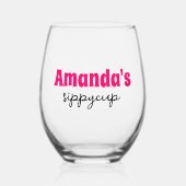 名前をカスタムするパーソナライズされたシッピーカップ ステムなしワイングラス (正面)