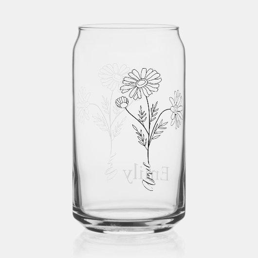 名前をカスタムするパーソナライズされたデイジーエイプリル誕生フラワー ガラス缶 (裏面)