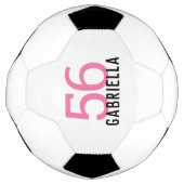 名前をカスタムするパーソナライズされたナンバーガールズピンク サッカーボール (正面)