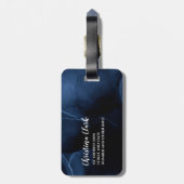 名前をカスタムするパーソナライズされたネイビーブルーモダンラグジュアリー ラゲッジタグ (裏面縦)