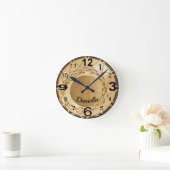 名前をカスタムするパーソナライズされたネット ラウンド壁時計 (ホーム)