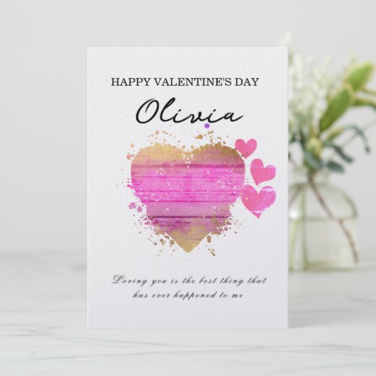 名前をカスタムするパーソナライズされたバレンタインデー シーズンカード (スタンド正面)