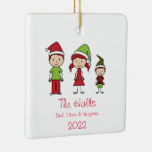 名前をカスタムするパーソナライズされたファミリークリスマスセラミック セラミックオーナメント (右)